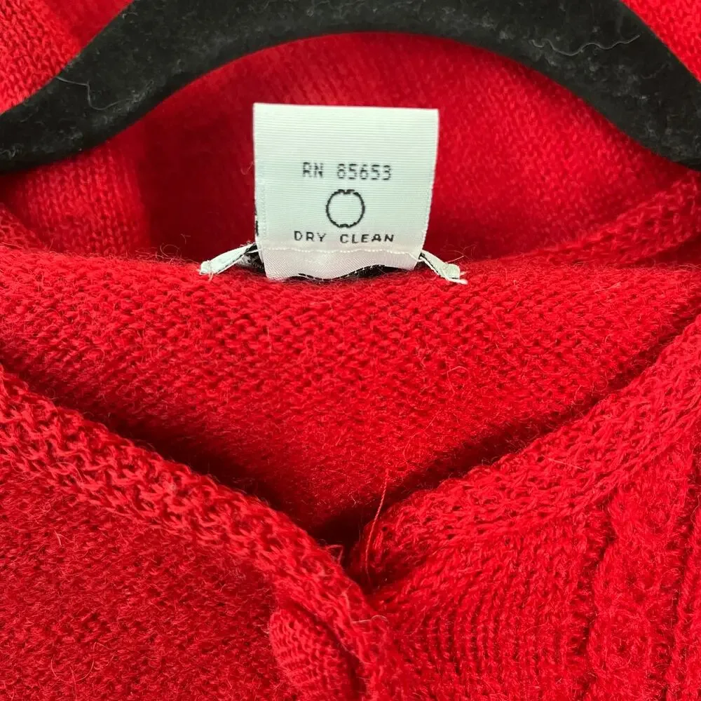 Koret Cardigan Sweater Womens Size 1X Red Knit Wool Button Front Artsy Old Money